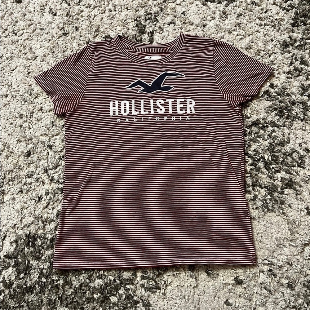 Y2K Stripe Hollister Embroidered Bird Shirt